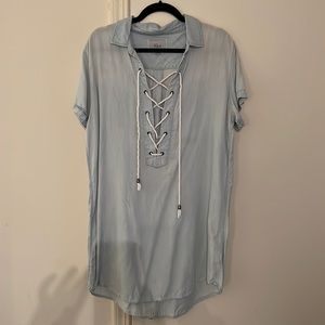 Rails Rocky lace up dress in light blue